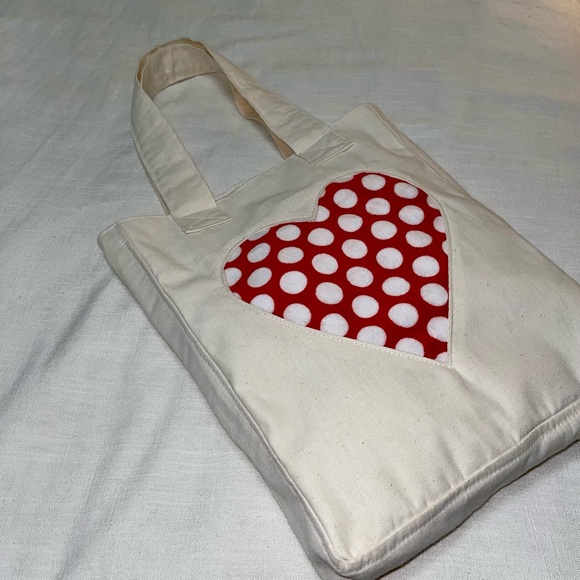 Hand Crafted Tote Bag with Heart Shaped Cut Out - Picture 3 of 5